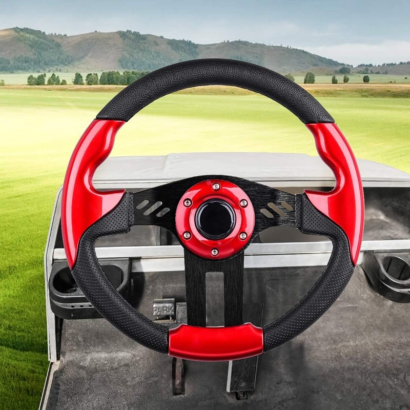 LEAPGOMAX Golf Cart Steering Wheel with Premium Grip Leather fit EZGO TXT/RXV, Club Car DS/Precedent/Tempo/Onward, Yamaha G1-G29 Golf Carts, Universal Golf Cart Steering Wheel with Ergonomic Design - Image 5
